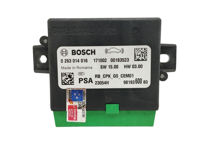Recambio de modulo electronico para peugeot 5008 1.2 12v e-thp referencia OEM IAM 9819360080 0263014016 Recambio de modulo electronico para peugeot 5008 1.2 12v e-thp referencia OEM IAM 9819360080 0263014016