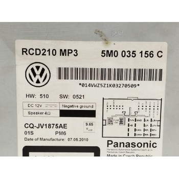 Recambio de sistema audio / radio cd para volkswagen polo (6r1) 1.4 fsi referencia OEM IAM 5M0035156C RCD210MP3 