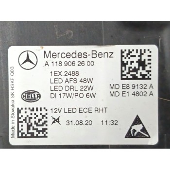 Recambio de faro derecho para mercedes-benz cla (c118) cla 250 e (118.386) referencia OEM IAM A1189062600  