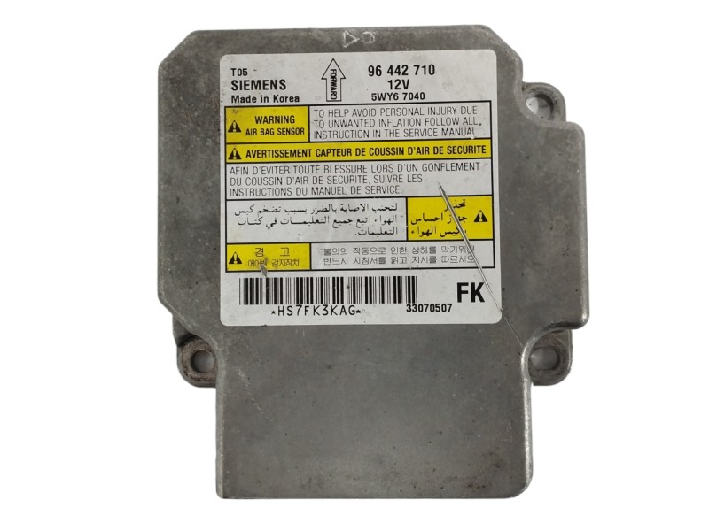 Recambio de centralita airbag para chevrolet aveo 1.4 cat referencia OEM IAM 96442710 5WY67040 