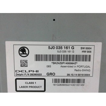 Recambio de sistema audio / radio cd para skoda fabia (5j2 ) 1.6 tdi referencia OEM IAM 5J0035161G  