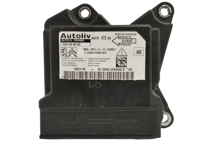 Recambio de centralita airbag para citroën c4 picasso 1.2 12v e-thp referencia OEM IAM 9807547380 620644600 Recambio de centralita airbag para citroën c4 picasso 1.2 12v e-thp referencia OEM IAM 9807547380 620644600