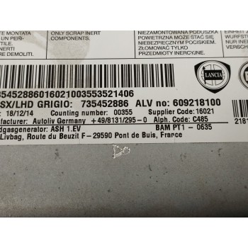 Recambio de airbag delantero izquierdo para fiat 500 (312_) 1.2 (312axa1a) referencia OEM IAM 735452886 DE RODILLAS 609218100