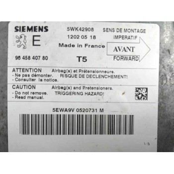 Recambio de centralita airbag para peugeot 307 (s1) 2.0 hdi fap cat referencia OEM IAM 9645840780 5WK42908 
