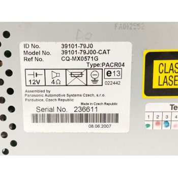 Recambio de sistema audio / radio cd para suzuki sx4 rw (ey) 1.9 ddis turbodiesel referencia OEM IAM 3910179J00 3910179J0 