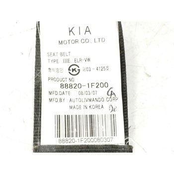 Recambio de cinturon seguridad delantero derecho para kia sportage 2.0 crdi referencia OEM IAM 888201F200  