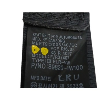 Recambio de cinturon seguridad trasero derecho para kia rio iii (ub) 1.2 cvvt referencia OEM IAM 898201W100  