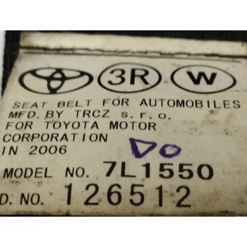 Recambio de cinturon seguridad trasero derecho para toyota corolla verso (r1) 2,2 d-4d sport referencia OEM IAM 7L1550 TERCERA F