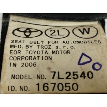 Recambio de cinturon seguridad trasero izquierdo para toyota corolla verso (r1) 2,2 d-4d sport referencia OEM IAM 7L2540 FILA CE