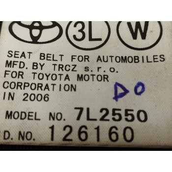 Recambio de cinturon seguridad trasero izquierdo para toyota corolla verso (r1) 2,2 d-4d sport referencia OEM IAM 7L2550 TERCERA