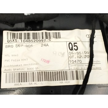 Recambio de guarnecido puerta trasera izquierda para audi q5 (8r) 2.0 16v tdi referencia OEM IAM 8R0867305 NEGRO 