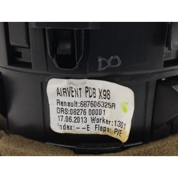 Recambio de rejilla aireadora para renault captur i (j5_, h5_) 1.5 dci 90 referencia OEM IAM 687606325R LADO DERECHO 