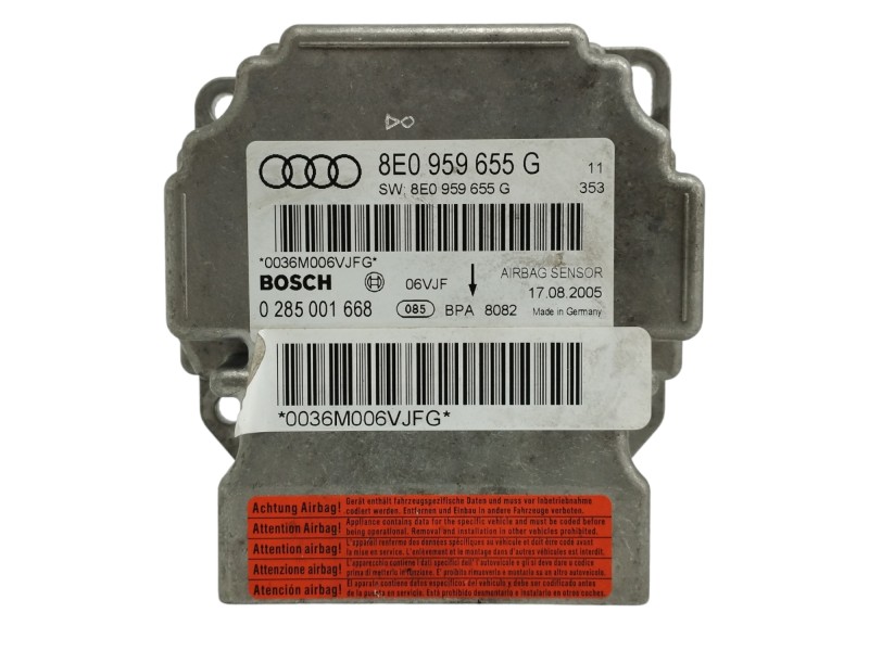 Recambio de centralita airbag para audi a4 berlina (8e) 2.0 tdi referencia OEM IAM 8E0959655G 0285001668 Recambio de centralita airbag para audi a4 berlina (8e) 2.0 tdi referencia OEM IAM 8E0959655G 0285001668