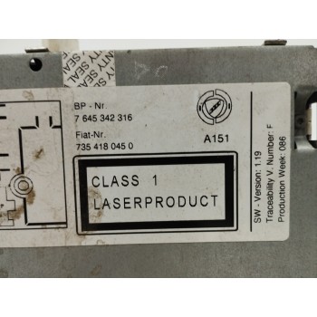 Recambio de sistema audio / radio cd para fiat croma (194) 1.9 jtd 16v cat referencia OEM IAM 7354180450 7645342316 