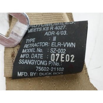 Recambio de cinturon seguridad trasero derecho para ssangyong rodius 2.7 turbodiesel cat referencia OEM IAM 7560221102  