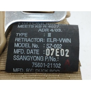 Recambio de cinturon seguridad trasero izquierdo para ssangyong rodius 2.7 turbodiesel cat referencia OEM IAM 7560121102  