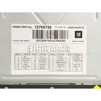 Recambio de sistema audio / radio cd para saab 9-5 berlina 1.9 tid cat referencia OEM IAM 12768736 BOTONES PELADOS 