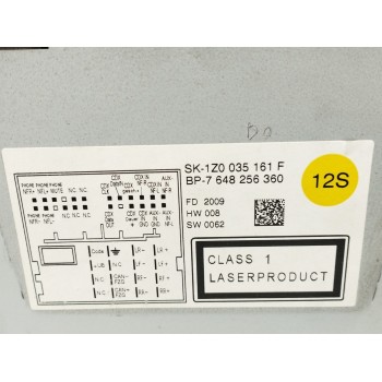 Recambio de sistema audio / radio cd para skoda octavia berlina (1z3) 1.9 tdi referencia OEM IAM 1Z0035161F  