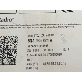 Recambio de sistema navegacion gps para seat ibiza (kj1) 1.0 tsi referencia OEM IAM 5QA035824A  