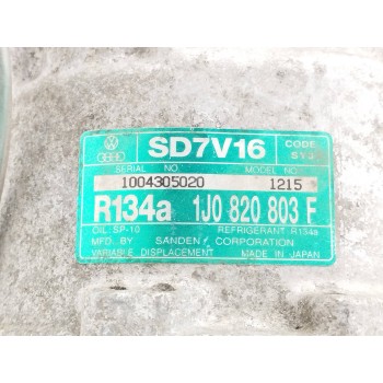 Recambio de compresor aire acondicionado para volkswagen new beetle (9c1/1c1) 2.0 referencia OEM IAM 1J0820803F R134A SD7V16