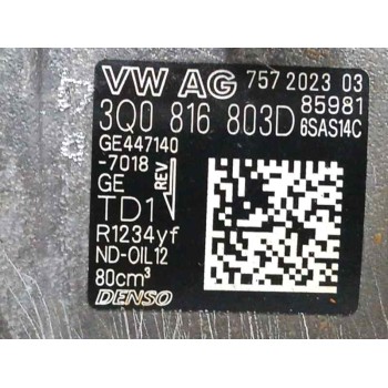 Recambio de compresor aire acondicionado para audi q2 (gab, gag) 35 tfsi referencia OEM IAM 3Q0816803D GE447140 R1234YF