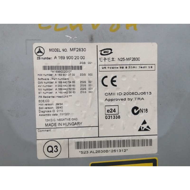 SISTEMA AUDIO / RADIO CD MF2830