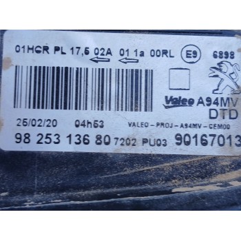 Recambio de faro derecho para peugeot 2008 i (cu_) 1.6 bluehdi 120 referencia OEM IAM   