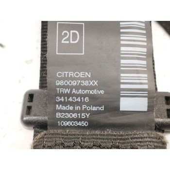 Recambio de cinturon seguridad trasero derecho para citroën c4 cactus 1.2 12v vti referencia OEM IAM 98009738XX  