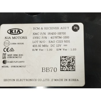 Recambio de modulo electronico para kia rio (yb) 1.2 cat referencia OEM IAM 954B0H8700  