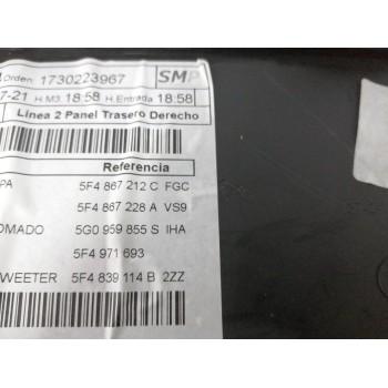 Recambio de guarnecido puerta trasera derecha para seat leon (5f1) 1.4 16v tsi referencia OEM IAM 5F4867212C NEGRO 