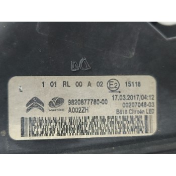 Recambio de piloto delantero izquierdo para citroën c3 iii (sx) 1.2 vti 68 referencia OEM IAM 9820877780  