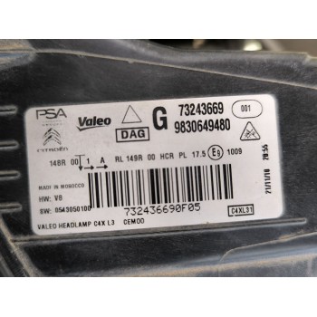 Recambio de faro izquierdo para citroën c4 iii (ba_, bb_, bc_) 1.2 puretech 130 (bahnsa, bahnsb) referencia OEM IAM 9830649480  