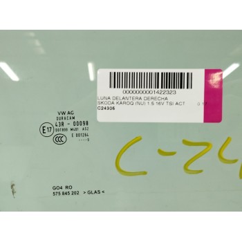 Recambio de luna delantera derecha para skoda karoq (nu7, nd7) 1.5 tsi referencia OEM IAM   