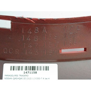 Recambio de paragolpes trasero para nissan qashqai iii (j12) 1.3 dig-t a las 4 ruedas referencia OEM IAM 148159172  850B26UA0A