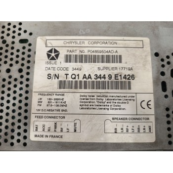 Recambio de sistema audio / radio cd para jeep cherokee (xj) 2.5 turbodiesel referencia OEM IAM P04859504AD  