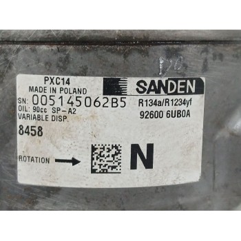 Recambio de compresor aire acondicionado para nissan qashqai iii (j12) 1.3 dig-t a las 4 ruedas referencia OEM IAM 926006UB0A  