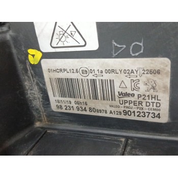 Recambio de faro derecho para peugeot 208 ii (ub_, up_, uw_, uj_) 1.2 puretech 100 referencia OEM IAM 9823193480  