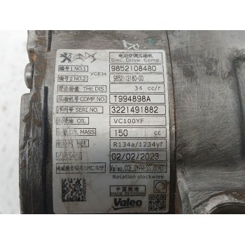 Recambio de compresor aire acondicionado para peugeot 3008 ii suv (mc_, mr_, mj_, m4_) hybrid referencia OEM IAM 9852108480  