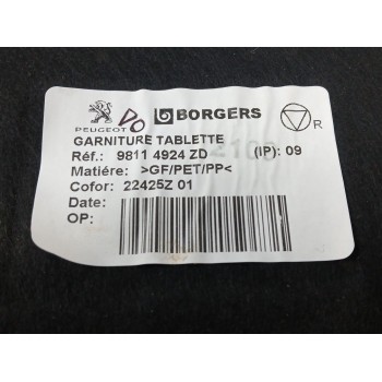 Recambio de bandeja trasera para peugeot 3008 ii suv (mc_, mr_, mj_, m4_) hybrid referencia OEM IAM 98114924ZD  