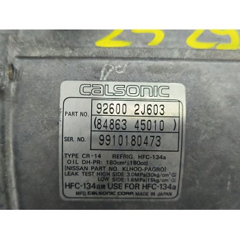 Recambio de compresor aire acondicionado para nissan primera (p11) 2.0 td referencia OEM IAM 926002J603 8486345010 