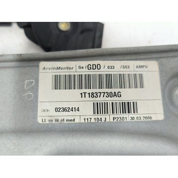 Recambio de elevalunas delantero derecho para volkswagen touran (1t1, 1t2) 1.9 tdi referencia OEM IAM 1T1837730AG 1T0959702B 