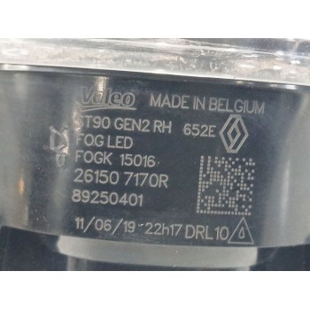Recambio de faro antiniebla derecho para renault captur i (j5_, h5_) 0.9 tce 90 referencia OEM IAM 261507170R 89250401 