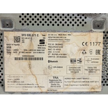 Recambio de sistema audio / radio cd para seat leon (5f1) 1.4 tsi referencia OEM IAM 5F0035871C  