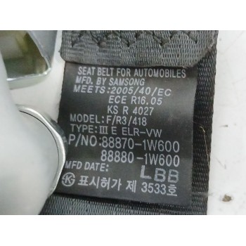 Recambio de cinturon seguridad delantero derecho para kia rio iii (ub) 1.2 cvvt referencia OEM IAM 888701W600 888801W600 