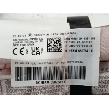 Recambio de airbag cortina delantero derecho para peugeot rifter 1.5 bluehdi 100 referencia OEM IAM 9817292080  