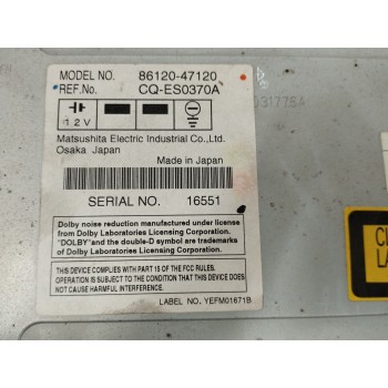 Recambio de sistema audio / radio cd para toyota prius (nhw20) 1.5 cat referencia OEM IAM 8612047120  