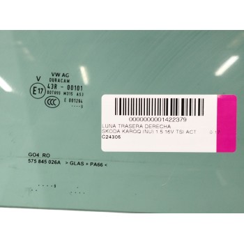 Recambio de luna trasera derecha para skoda karoq (nu7, nd7) 1.5 tsi referencia OEM IAM   