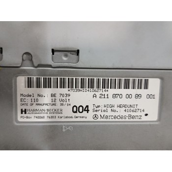 Recambio de sistema audio / radio cd para mercedes-benz clase e (w211) berlina 3.2 cdi cat referencia OEM IAM A2118700089  