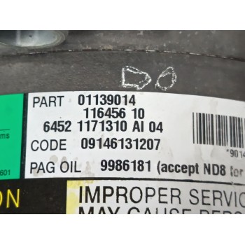 Recambio de compresor aire acondicionado para mini mini (r50, r53) cooper s referencia OEM IAM 64521171310 01139014 11645610