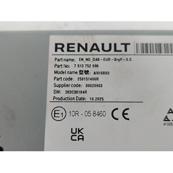 Recambio de sistema audio / radio cd para renault clio v (b7_) 1.5 blue dci 100 (b7ad) referencia OEM IAM 259151406R 283C38184R 